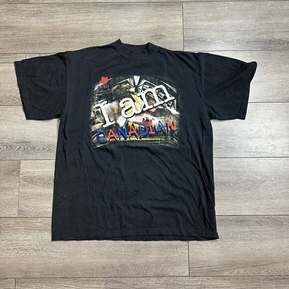 90's I am Canadian Graphic T-Shirt Size L Black - Picture 1 of 5
